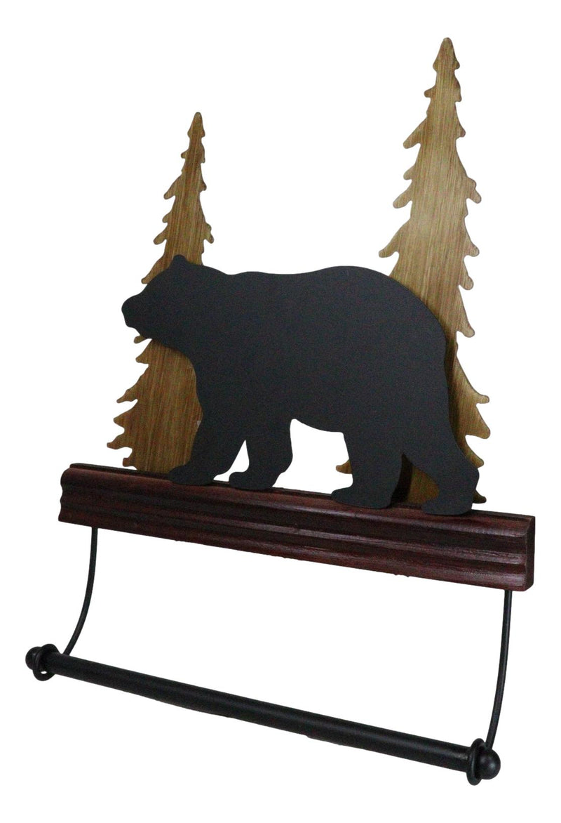 Rustic Western Elk Moose Deer Roaming Pine Forest 4-Peg Wooden Wall Hooks Plaque