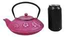 Magenta Ume Plum Blossoms Cast Iron Tetsubin Teapot With Enamel Liner