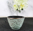 Pack Of 4 Seafoam Green Floral Petals Cast Iron Tetsubin Textured Tea Cups 3oz