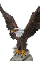 American Bald Eagle with Open Wings On Rock Cliff Statue Figurine 9.75" Tall