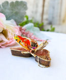 Red Monarch Butterfly Pewter Austrian Crystals Bejewelled Trinket Jewelry Box