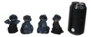 Set of 4 Halloween Black Cats With Witch Hats Broom Pentagram Mini Figurines