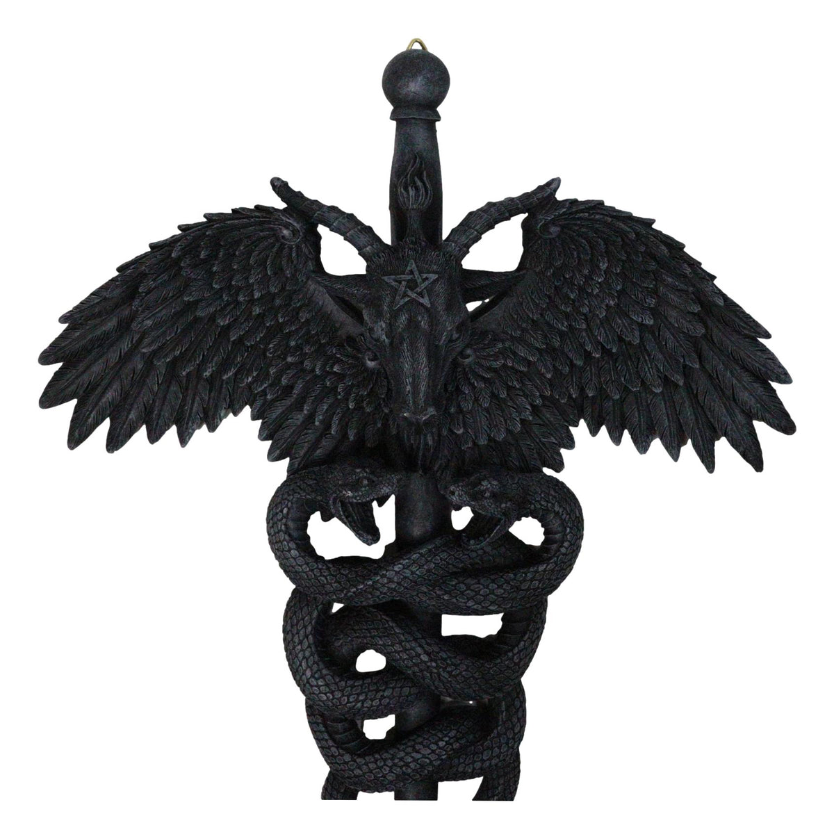 Ebros Gift Sabbatic Goat Baphomet Caduceus Serpent Pentagram Winged Wall Plaque