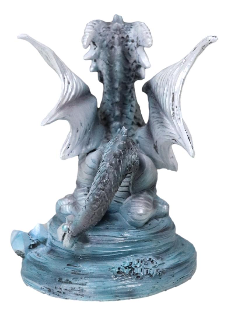 Ebros Baby Blue Sea Rock Dragon Wyrmling Collectible Statue 4.25" Long Figurine