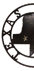 16"D Rustic Western Lone Stars Texas State Map Metal Circle Wall Hanging Decor