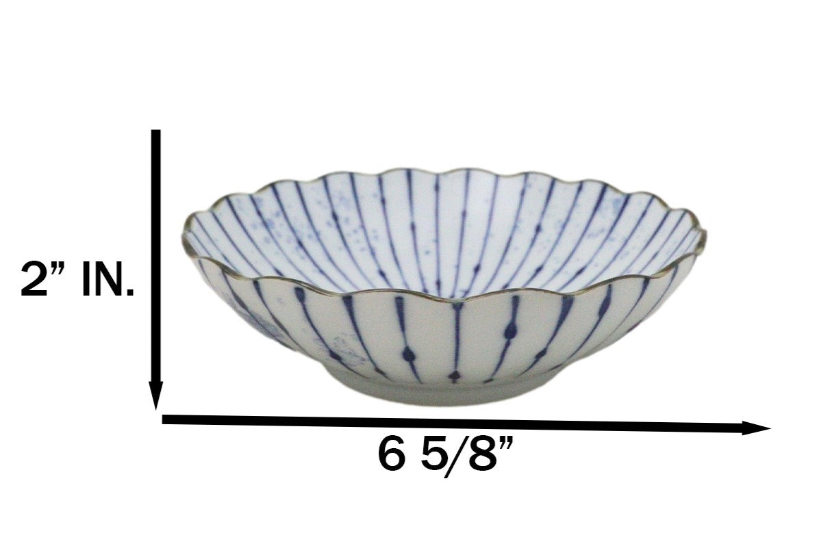 Pack Of 6 Fubuki Tokusa Made In Japan Round Flair Deep Plates Shallow Bowls 15oz - Ebros Gift