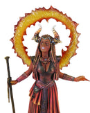 Fire Elemental Horned Sorceress Demoniac With Staff Pentagram Hellfire Figurine