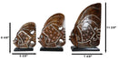 Balinese Wood Handicrafts Tropical Floral Angel Fish Family Set of 3 Figurines