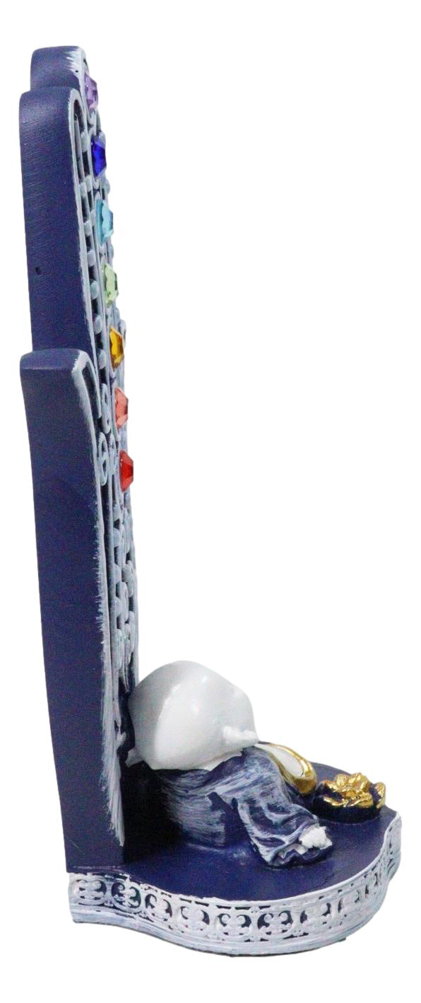 Ebros Blue Buddha Monk Hamsa Hand 7 Chakra Gemstone Incense Burner 6"H