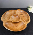 Rustic Live Edge Teak Wood Sectional Serving Dish Divided Snack Tray 4 Parts