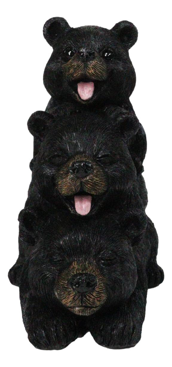 Cabin Companion Playful Black Bear Totem Figurine 3 Stacked Bears Wildlife