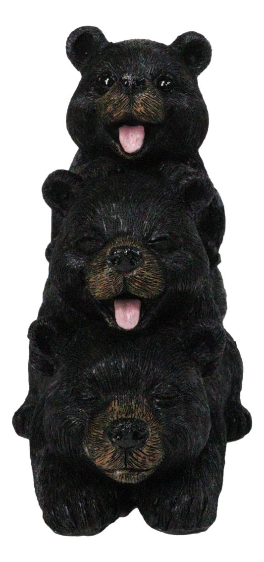 Cabin Companion Playful Black Bear Totem Figurine 3 Stacked Bears Wildlife