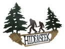 Rustic Sasquatch Big Foot by Pine Trees Hide & Seek Metal Wall Decor Plaque