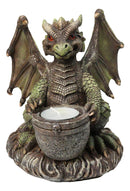 Earth Druid Dragon Holding Magic Cauldron Tea Light Candle Or Incense Holder