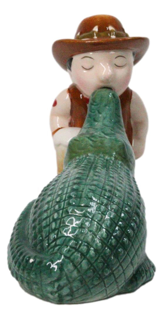 Ebros Gift Crocodile and Hunter Dundy Ceramic Salt and Pepper Shakers Set