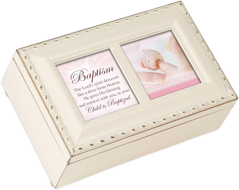 Baptism The Lord's Spirit Descends Like A Dove Matte Cream Musical Trinket Box