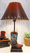 Rustic Western Country Skull With Crossed Pistols Cowboy Spur Boot Table Lamp