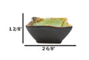 Pack Of 6 Green Midori Kannyu Porcelain Wavy Square Shaped Sauce Dishes 3oz