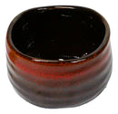Red Brown Fire Volcano Ceramic Japanese Matcha Green Tea Bowl Whisk & Scoop Set