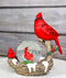 Red Cardinal Bird On Tree Branch Nest With Chicks Water Globe Mini Figurine