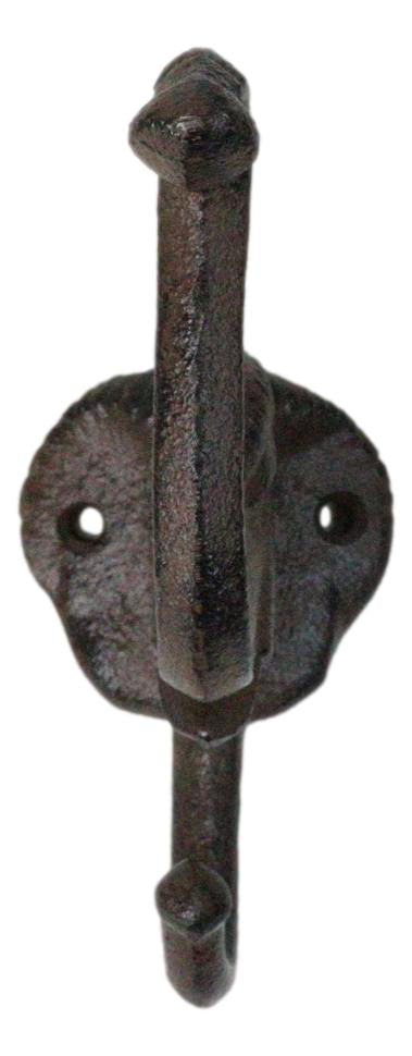 Pack Of 2 Rustic Cast Iron Safari Elephant Trunk Up Double Peg Wall Hook Hanger
