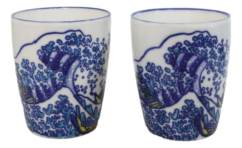 Pack Of 4 Japanese Hokusai Great Wave Mount Fuji Ceramic Mug Cups 12oz