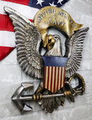 Patriotic United States Navy Bald Eagle Flag Crest Ship Anchor Wall Decor Plaque
