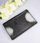 Pack Of 6 Charcoal Hakumu Ceramic Rectangular Sushi Plate Raised Straight Edge