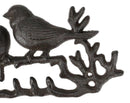 Cast Iron Rustic Lovebirds Perching On Twig Branch 4-Pegs Wall Coat Keys Hooks