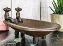 Cast Iron Rustic Bronze Bathtub With 2 Spouts Miniature Jewelry Dish Tray 6"L