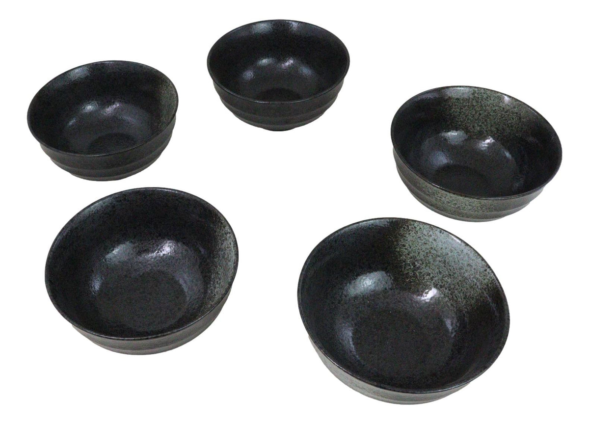 Pack Of 5 Grey Tone Hakumu Ceramic Soup Salad Rice Donburi Poke Bowls 24oz