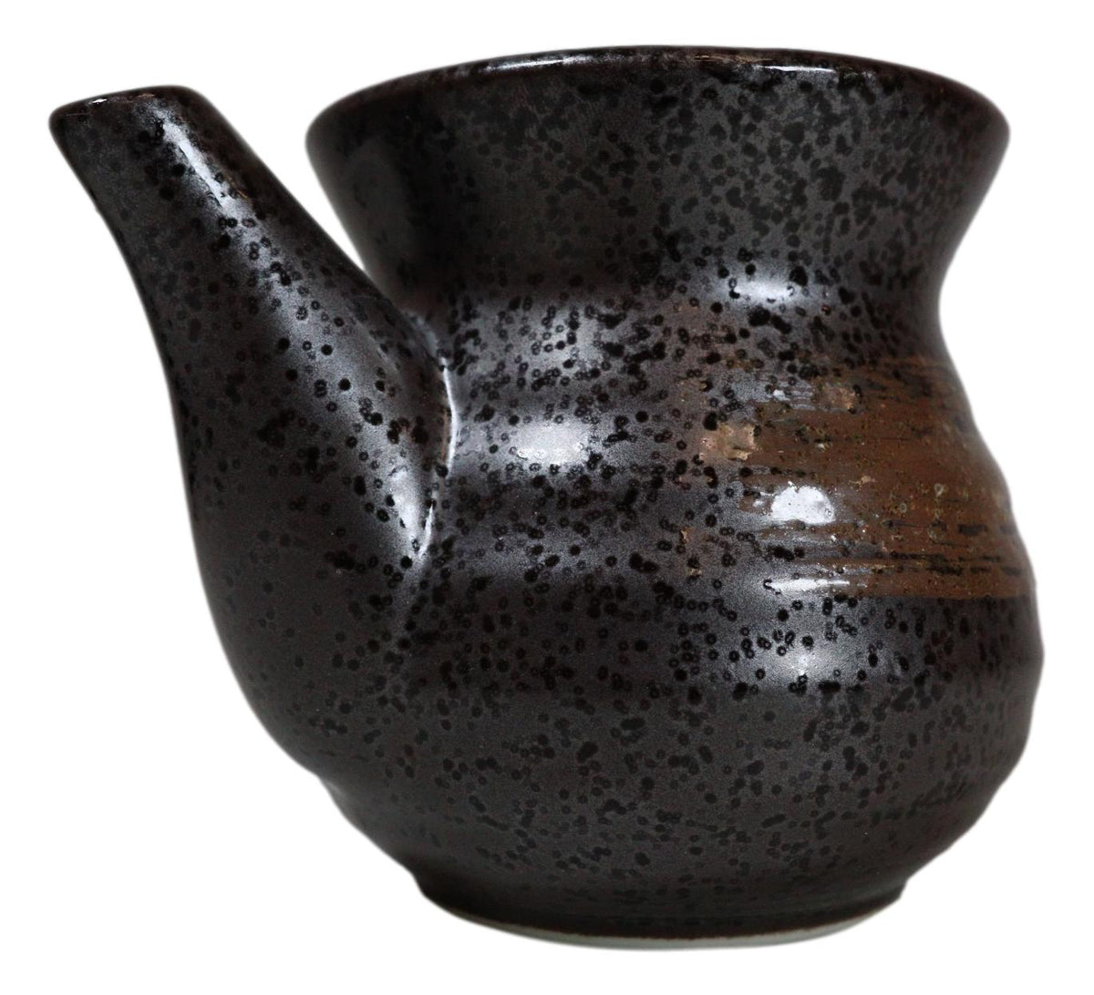 Japanese Black Tenmoku Glazed Porcelain Soy Sauce Oil Vinegar Dispenser Flask