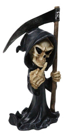 Funny Grim Reaper Skeleton Figurine with Scythe & Middle Finger, Gothic Death