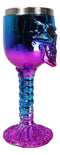 Metallic Blue And Pink Plated Skull With Skeleton Spine And Bones Wine Goblet