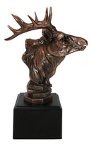 Rustic Wild Forest Woodland Wapiti Elk Deer Bust Trophy Figurine With Base Stand