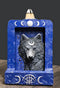 Phases Of The Moon Alpha Black Wolf With Crescent Mark Backflow Incense Burner