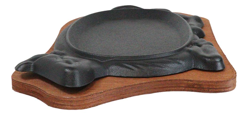 Personal Size Cow Shaped Cast Iron Unseasoned Sizzling Fajita Pan Skillet Set - Ebros Gift