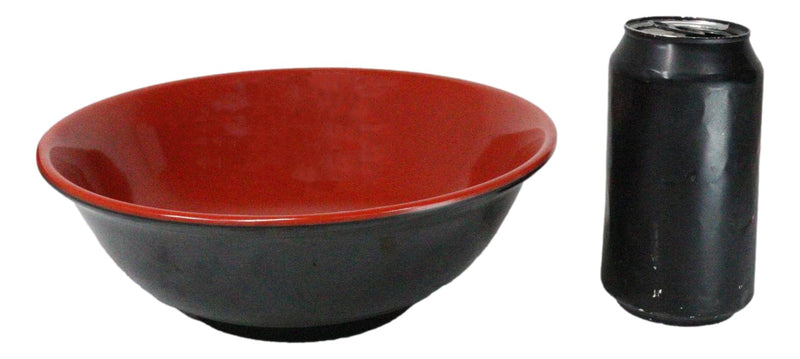 Set Of 6 Red And Black Round Medium Pasta Soup Salad Rice Melamine Bowls 9"D