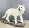 Woodlands Winter Hunter Tundra Snow White Albino Wolf On The Prowl Figurine