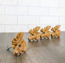 Set Of 4 Western Rustic Forest Elk Moose Faux Wooden Cabinet Door Pull Knobs