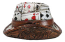 Rustic Country Western Casino Poker Cards Faux Leather Cowboy Hat Money Bank