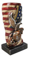 Patriotic USA Military Bald Eagle With American Flag Globe Flower Vase Planter
