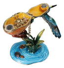 Blue Kingfisher Bird Pewter Austrian Crystals Jeweled Trinket Jewelry Box
