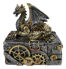 Steampunk Dragon Trinket Box Faux Gears & Pipes Clockwork Mechanical Sculpture