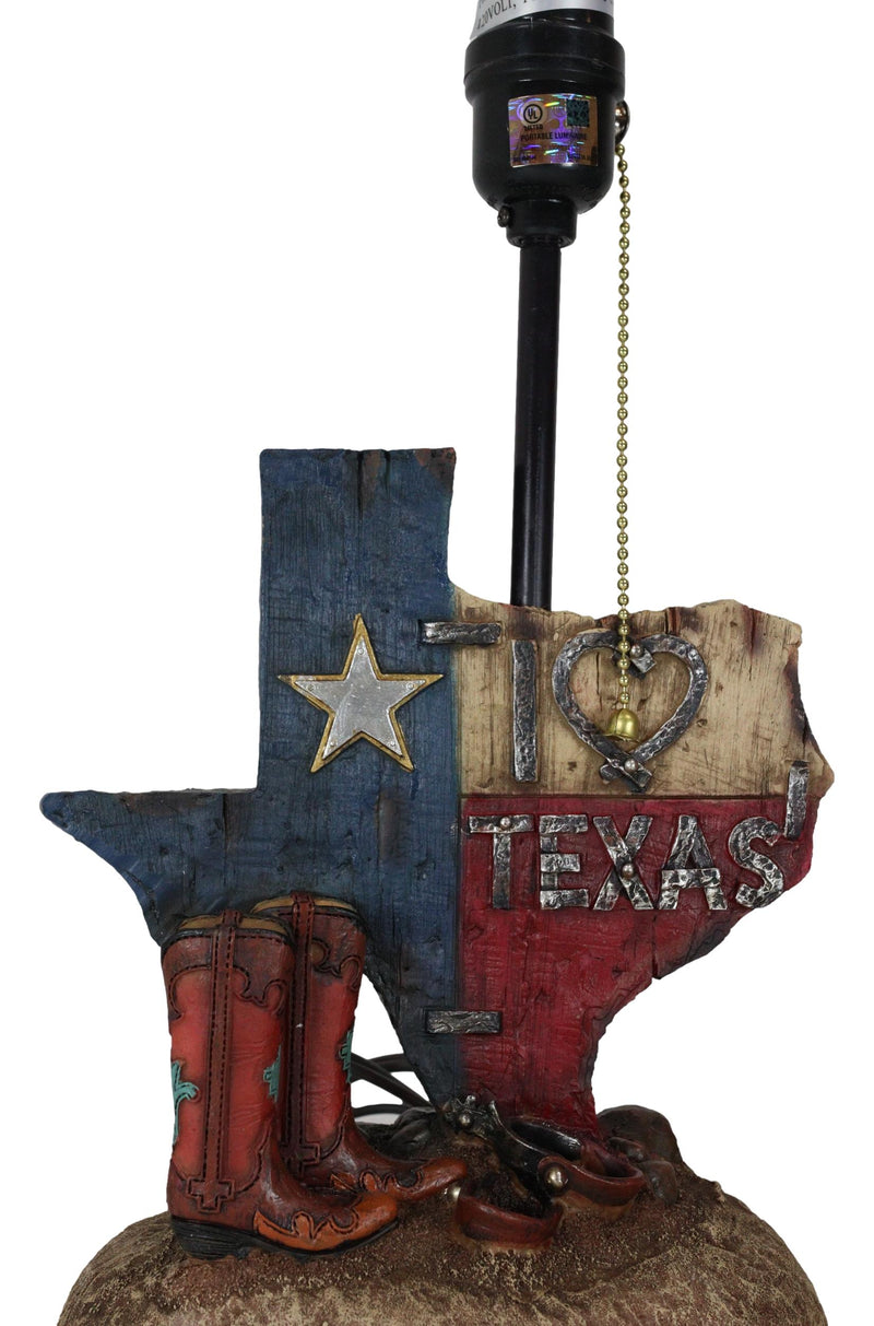 Rustic Western Patriotic I Heart Texas State Map With Cowgirl Boots Table Lamp