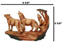 Three Howling Wolves Family Faux Wood Sculpture, Rustic Woodland Wolf Pack Decor