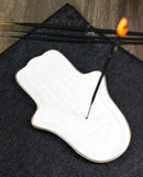 Wicca Mystical White Hamsa Palm with Evil Eye Hand Incense Stick Holder Dish
