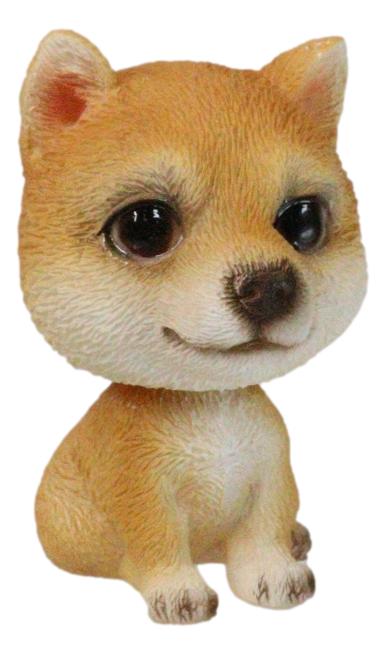 Lifelike Adorable Playful Japanese Shiba Inu Puppy Dog Mini Bobblehead Figurine