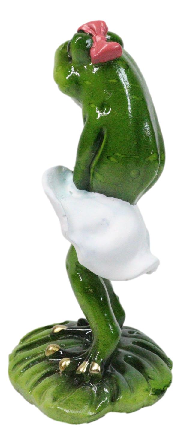 Sexy Lady Marilyn Green Frog with Pink Ribbon and White Cocktail Dress Figurine