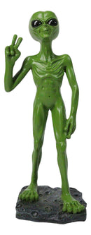 UFO Space Ship Green ET Roswell Alien I Come in Peace with Hand Sign Figurine